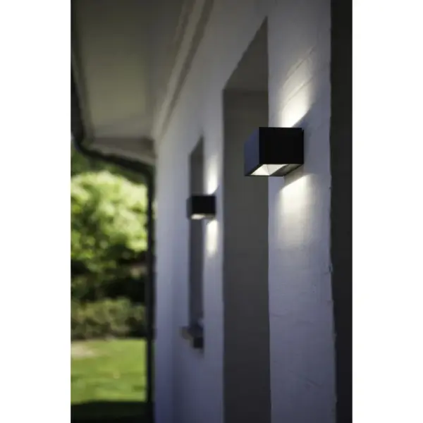 Lutec Gemini Square Large Φωτιστικό Τοίχου Up&Down Εξωτερικού Χώρου Σκούρο Γκρι LED IP54 3300lm 4000K – 5189104118