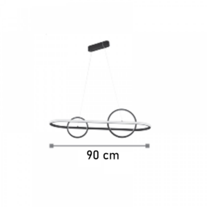 InLight Κρεμαστό φωτιστικό LED 56W 3000K από αλουμίνιο σε μαύρη απόχρωση D:120cm (6031)