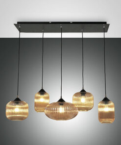 Κρεμαστό Φωτιστικό   Fabas Luce Gillis E27 5x Μελί     – 3627-48-125