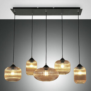 Κρεμαστό Φωτιστικό   Fabas Luce Gillis E27 5x Μελί     – 3627-48-125