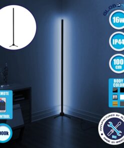 Μοντέρνο Minimal Επιδαπέδιο Μαύρο Φωτιστικό 100cm LED 16 Watt με Ασύρματο Χειριστήριο RF & Dimmer Ψυχρό Λευκό 6000k GloboStar ALIEN Design GLOBO-100-1