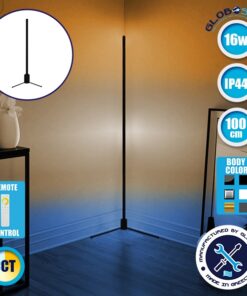 Μοντέρνο Minimal Επιδαπέδιο Μαύρο Φωτιστικό 100cm LED 16 Watt με Ασύρματο Χειριστήριο Αφής 2.4G RF & Dimmer CCT – Ψυχρό – Ημέρας – Θερμό GloboStar ALIEN Design GLOBO-100-10