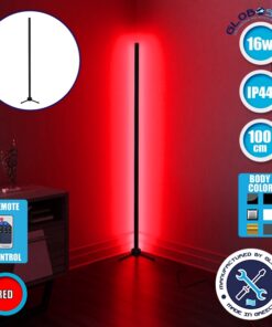 Μοντέρνο Minimal Επιδαπέδιο Μαύρο Φωτιστικό 100cm LED 16 Watt με Ασύρματο Χειριστήριο RF & Dimmer Κόκκινο GloboStar ALIEN Design GLOBO-100-4