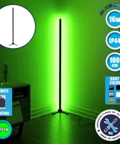 Μοντέρνο Minimal Επιδαπέδιο Μαύρο Φωτιστικό 100cm LED 16 Watt με Ασύρματο Χειριστήριο RF & Dimmer Πράσινο GloboStar ALIEN Design GLOBO-100-5