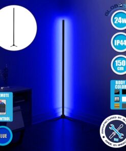 Μοντέρνο Minimal Επιδαπέδιο Μαύρο Φωτιστικό 150cm LED 24 Watt με Ασύρματο Χειριστήριο RF & Dimmer Μπλε GloboStar ALIEN Design GLOBO-150-6