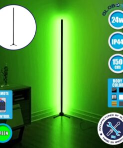 Μοντέρνο Minimal Επιδαπέδιο Μαύρο Φωτιστικό 150cm LED 24 Watt με Ασύρματο Χειριστήριο RF & Dimmer Πράσινο GloboStar ALIEN Design GLOBO-150-5