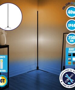 Μοντέρνο Minimal Επιδαπέδιο Μαύρο Φωτιστικό 250cm LED 40 Watt με Ασύρματο Χειριστήριο Αφής 2.4G RF & Dimmer CCT – Ψυχρό – Ημέρας – Θερμό GloboStar ALIEN Design GLOBO-250-10