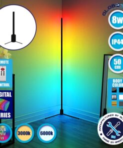 Μοντέρνο Minimal Επιτραπέζιο Μαύρο Φωτιστικό 50cm LED 8 Watt με Ασύρματο Χειριστήριο 2.4G RF & Dimmer RGBW+WW Πολύχρωμο Digital Magic Dot Pixel GloboStar ALIEN Design GLOBO-50-11