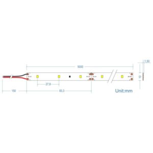 LED Ταινία 7.2W 12V CUBALUX Dimmable 698lm/m Αδιάβροχη IP65 Θερμό 3000K 5 Μέτρα CL13-0663