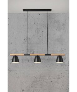 Nordlux Theo Κρεμαστό Φωτιστικό Ράγα 3xGU10 Μαύρο & Ξύλο – 2112603003