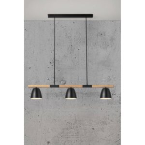 Nordlux Theo Κρεμαστό Φωτιστικό Ράγα 3xGU10 Μαύρο & Ξύλο – 2112603003
