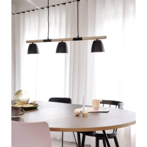 Nordlux Theo Κρεμαστό Φωτιστικό Ράγα 3xGU10 Μαύρο & Ξύλο – 2112603003