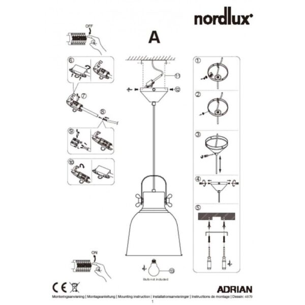Nordlux Adrian 25 Κρεμαστό Ανθρακί E27  Μεταλλικό/Πλαστικό –  48793003