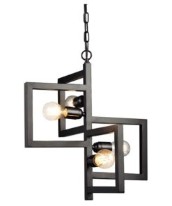 Κρεμαστό Φωτιστικό Οροφής Τετράγωνα 4xE27 Μεταλλικό Μαύρο ACA DECOR – KS14254BK