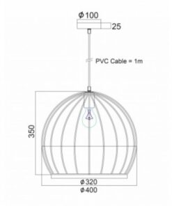 Κρεμαστό Φωτιστικό Οροφής E27 Πλέγμα Ø400 Μεταλλικό Μαύρο ACA DECOR – KS202940BK