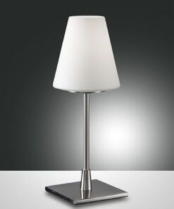 Επιτραπέζιο Φωτιστικό   Fabas Luce Lucy big E14 Νίκελ Σατινέ Με Διακόπτη Αφής    – 2653-31-178