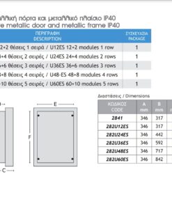 Χωνευτός Πίνακας Μεταλλικός 48+8 Θέσεων 4 Σειρών με Λευκή Μεταλλική Πόρτα IP40 ACA – 282U48ES