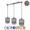 GloboStar® FELICIA 01247 Μοντέρνο Κρεμαστό Φωτιστικό Οροφής Τρίφωτο 3 x E27 Μαύρο Μεταλλικό Πλέγμα με Λευκό Γυαλί Μ62 x Π15 x Υ19cm