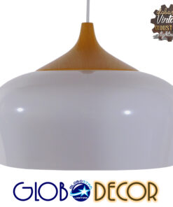 GloboStar® VILI WHITE 01260 Μοντέρνο Κρεμαστό Φωτιστικό Οροφής Μονόφωτο 1 x E27 Λευκό Μεταλλικό Καμπάνα Φ40 x Y27cm