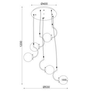 ACA DECOR   – Κρεμαστό Φωτιστικό 3ΧΕ27 Γυαλί + Μέταλλο + Mdf Φ35ΧΗ100cm