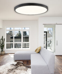 InLight Πλαφονιέρα οροφής LED 24W 3CCT (by switch on base) από μαύρο μέταλλο και ακρυλικό D:30cm (42035-D-Black)