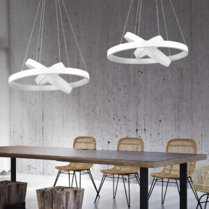 GloboStar® NEMESIS TRIO 61168-DECO Κρεμαστό Φωτιστικό Δαχτυλίδι-Κύκλος LED CCT 100W 12123lm 360° AC 220-240V – Εναλλαγή Φωτισμού μέσω Τηλεχειριστηρίου All In One Ψυχρό 6000k+Φυσικό 4500k+Θερμό 2700k Dimmable Φ25+40+60cm – Λευκό – 3 Years Warranty