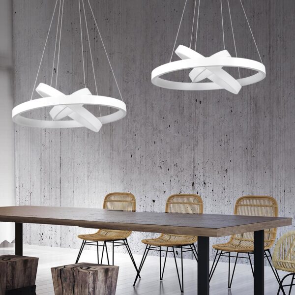 GloboStar® NEMESIS TRIO 61168-DECO Κρεμαστό Φωτιστικό Δαχτυλίδι-Κύκλος LED CCT 100W 12123lm 360° AC 220-240V – Εναλλαγή Φωτισμού μέσω Τηλεχειριστηρίου All In One Ψυχρό 6000k+Φυσικό 4500k+Θερμό 2700k Dimmable Φ25+40+60cm – Λευκό – 3 Years Warranty