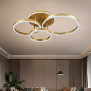 GloboStar® VENOM 61125 Φωτιστικό Οροφής Δαχτυλίδι-Κύκλος LED CCT 100W 12100lm 360° AC 220-240V – Εναλλαγή Φωτισμού μέσω Τηλεχειριστηρίου All In One Ψυχρό 6000k+Φυσικό 4500k+Θερμό 2700k Dimmable Φ25+30+40cm+BackLight – Χρυσό Βούρτσας – 3 Years Warranty