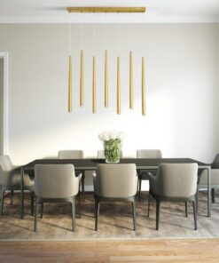 GloboStar® TEARS 61312 Κρεμαστό Φωτιστικό Οροφής Design LED CCT 21W 2310lm 180° AC 220-240V – Εναλλαγή Φωτισμού μέσω Τηλεχειριστηρίου All In One Ψυχρό 6000k+Φυσικό 4500k+Θερμό 2700k Dimmable Μ70 x Π3.2 x Υ60cm – Χρυσό Βούρτσας – 3 Years Warranty