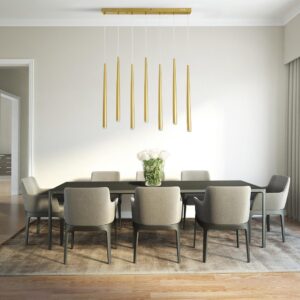 GloboStar® TEARS 61312 Κρεμαστό Φωτιστικό Οροφής Design LED CCT 21W 2310lm 180° AC 220-240V – Εναλλαγή Φωτισμού μέσω Τηλεχειριστηρίου All In One Ψυχρό 6000k+Φυσικό 4500k+Θερμό 2700k Dimmable Μ70 x Π3.2 x Υ60cm – Χρυσό Βούρτσας – 3 Years Warranty