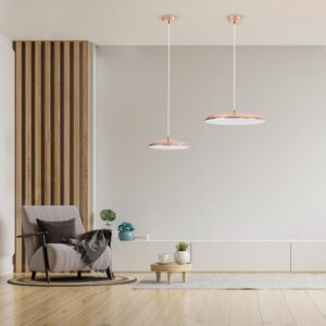 GloboStar® BARON 61253 Κρεμαστή Πλαφονιέρα Οροφής LED CCT 12W 1440lm 120° AC 220-240V – Εναλλαγή Φωτισμού μέσω Διακόπτη On/Off All In One Ψυχρό 6000k+Φυσικό 4500k+Θερμό 2700k Φ25 x Υ8cm – Χάλκινο Πλατίνα – 3 Years Warranty