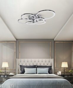 GloboStar® ROYAL-R 61324 Φωτιστικό Οροφής Design LED CCT 135W 16200lm 360° AC 220-240V – Εναλλαγή Φωτισμού μέσω Τηλεχειριστηρίου All In One Ψυχρό 6000k+Φυσικό 4500k+Θερμό 2700k Dimmable Μ80.5 x Π59 x Υ12cm – Νίκελ Χρώμιο – 3 Years Warranty