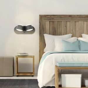 GloboStar® REGENCY 61378 Μοντέρνο Φωτιστικό Τοίχου – Απλίκα Ξενοδοχείου Bed Side LED 16W 1840lm 120° AC 220-240V – Reading Up/Down Light – Φορτιστής USB 3A – Μ16.5 x Π12 x Υ10cm – Φυσικό Λευκό 4500K – Γκρι Ανθρακί