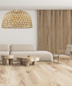 GloboStar® MANGEA 00717 Vintage Κρεμαστό Φωτιστικό Οροφής Μονόφωτο 1 x E27 Καφέ Ξύλινο Μπαμπού Φ100 x Y59cm