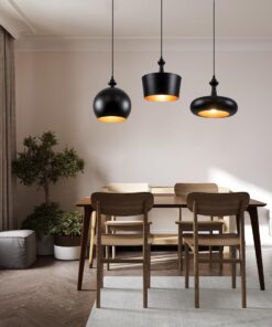 GloboStar® ROCKFORD 01287-A Μοντέρνο Κρεμαστό Φωτιστικό Οροφής Μονόφωτο 1 x E27 Μαύρο Μεταλλικό Καμπάνα Φ30 x Υ30cm