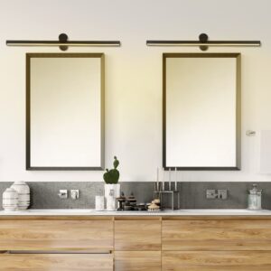 GloboStar® ROSA 60450 Μοντέρνο Φωτιστικό Τοίχου – Απλίκα Καθρέπτη Μπάνιου – Πίνακα LED 12W 1400lm 120° AC 220-240V IP44 Μ60 x Π15 x Υ7cm – Φυσικό Λευκό 4500K – Μαύρο – 3 Years Warranty