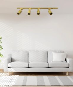 GloboStar® LEO 60360 Μοντέρνο Φωτιστικό Οροφής Ράγα με Κινούμενα Σποτ Αλουμινίου Τετράφωτο 4 x GU10 AC 220-240V IP20 Μ100 x Π6 x Υ20cm – 2 Γραμμών – Χρυσό Πλατίνα – 5 Years Warranty