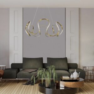 GloboStar® TARANTULA 61396 Κρεμαστό Φωτιστικό Οροφής Design LED CCT 120W 13440lm 300° AC 220-240V – Εναλλαγή Φωτισμού μέσω Τηλεχειριστηρίου All In One Ψυχρό 6000k+Φυσικό 4500k+Θερμό 2700k Dimmable Φ78 x Υ31.5cm – Χρυσό Βούρτσας – 3 Years Warranty