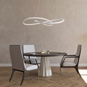 GloboStar® DEXTER 60918 Κρεμαστό Φωτιστικό Οροφής Design LED CCT 120W 13440lm 300° AC 220-240V – Εναλλαγή Φωτισμού μέσω Τηλεχειριστηρίου All In One Ψυχρό 6000k+Φυσικό 4500k+Θερμό 2700k Dimmable Φ103cm – Λευκό – 3 Years Warranty