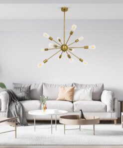 GloboStar® MILANO 01485 Μοντέρνο Industrial Φωτιστικό Οροφής Πολύφωτο 12 x E27 Χρυσό Μεταλλικό Φ80 x Y78cm