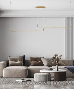 GloboStar® LINARIA DUO 60926 Κρεμαστό Φωτιστικό Οροφής Design LED CCT 72W 8300lm 200° AC 220-240V – Εναλλαγή Φωτισμού μέσω Τηλεχειριστηρίου All In One Ψυχρό 6000k+Φυσικό 4500k+Θερμό 2700k Dimmable Μ220 x Π4 x Υ25cm – Χρυσό Πλατίνα – 3 Years Warranty