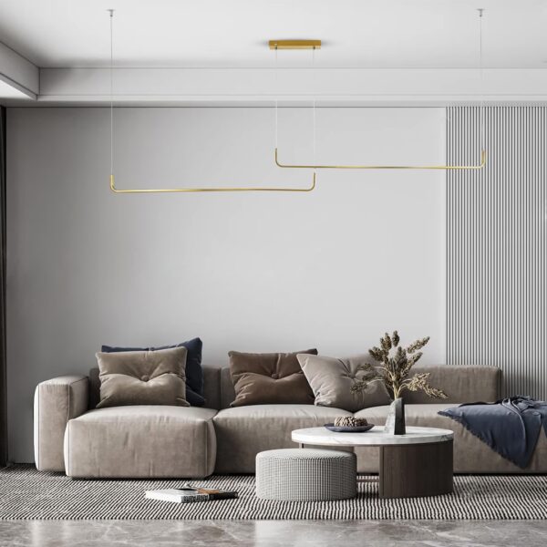 GloboStar® LINARIA DUO 60926 Κρεμαστό Φωτιστικό Οροφής Design LED CCT 72W 8300lm 200° AC 220-240V – Εναλλαγή Φωτισμού μέσω Τηλεχειριστηρίου All In One Ψυχρό 6000k+Φυσικό 4500k+Θερμό 2700k Dimmable Μ220 x Π4 x Υ25cm – Χρυσό Πλατίνα – 3 Years Warranty