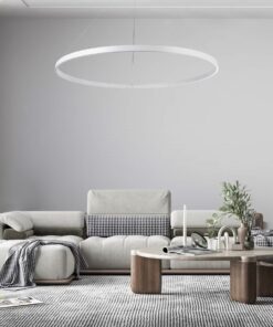 GloboStar® DIAMOND 61518 Κρεμαστό Φωτιστικό Δαχτυλίδι-Κύκλος LED CCT 75W 8400lm 360° AC 220-240V – Εναλλαγή Φωτισμού μέσω Τηλεχειριστηρίου All In One Ψυχρό 6000k+Φυσικό 4500k+Θερμό 2700k Dimmable Φ100cm – Λευκό – 3 Years Warranty