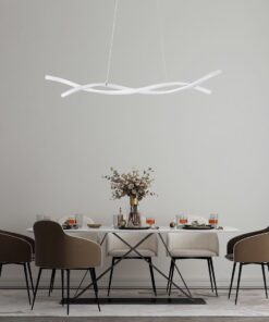 GloboStar® MORALES 61276 Κρεμαστό Φωτιστικό Οροφής Design LED CCT 54W 6048lm 200° AC 220-240V – Εναλλαγή Φωτισμού μέσω Τηλεχειριστηρίου All In One Ψυχρό 6000k+Φυσικό 4500k+Θερμό 2700k Dimmable Μ90 x Π14 x Υ14cm – Λευκό – 3 Years Warranty