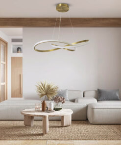 GloboStar® DEXTER 60916 Κρεμαστό Φωτιστικό Οροφής Design LED CCT 90W 10080lm 300° AC 220-240V – Εναλλαγή Φωτισμού μέσω Τηλεχειριστηρίου All In One Ψυχρό 6000k+Φυσικό 4500k+Θερμό 2700k Dimmable Φ73cm – Χρυσό Βούρτσας – 3 Years Warranty