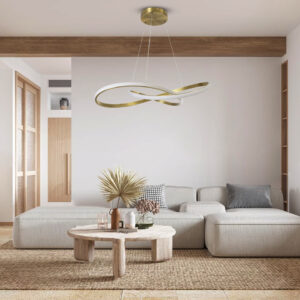 GloboStar® DEXTER 60916 Κρεμαστό Φωτιστικό Οροφής Design LED CCT 90W 10080lm 300° AC 220-240V – Εναλλαγή Φωτισμού μέσω Τηλεχειριστηρίου All In One Ψυχρό 6000k+Φυσικό 4500k+Θερμό 2700k Dimmable Φ73cm – Χρυσό Βούρτσας – 3 Years Warranty