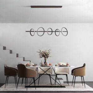 GloboStar® CIRCOLARE 61321 Κρεμαστό Φωτιστικό Οροφής Design LED CCT 75W 8400lm 360° AC 220-240V – Εναλλαγή Φωτισμού μέσω Τηλεχειριστηρίου All In One Ψυχρό 6000k+Φυσικό 4500k+Θερμό 2700k Dimmable Μ120 x Π25 x Υ25cm – Καφέ – 3 Χρόνια Εγγύηση