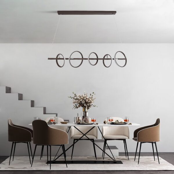 GloboStar® CIRCOLARE 61321 Κρεμαστό Φωτιστικό Οροφής Design LED CCT 75W 8400lm 360° AC 220-240V – Εναλλαγή Φωτισμού μέσω Τηλεχειριστηρίου All In One Ψυχρό 6000k+Φυσικό 4500k+Θερμό 2700k Dimmable Μ120 x Π25 x Υ25cm – Καφέ – 3 Χρόνια Εγγύηση