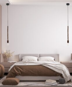 GloboStar® BEADS 00694 Vintage Κρεμαστό Φωτιστικό Οροφής Μονόφωτο 1 x E27 AC220-240V IP20 – Φ4 x Υ47cm – Καφέ Σκούρο Ξύλινο Ανάρτηση – 5 Χρόνια Εγγύηση