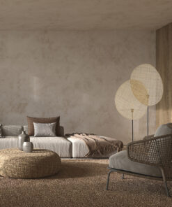 GloboStar® AZUL 02232 Boho Επιδαπέδιο Φωτιστικό Διφωτο 2 x E27 AC220-240V IP20 – Μ90 x Π17 x Υ170cm – Μπεζ Ξύλινο με Μαύρο Μεταλλικό και Μπεζ Ξύλινο Πλέγμα – 5 Χρόνια Εγγύηση